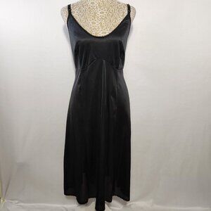 Lady Romance Women SZ L/XL Black Lace Trim Chemise Nightwear Slip Dress Lingerie